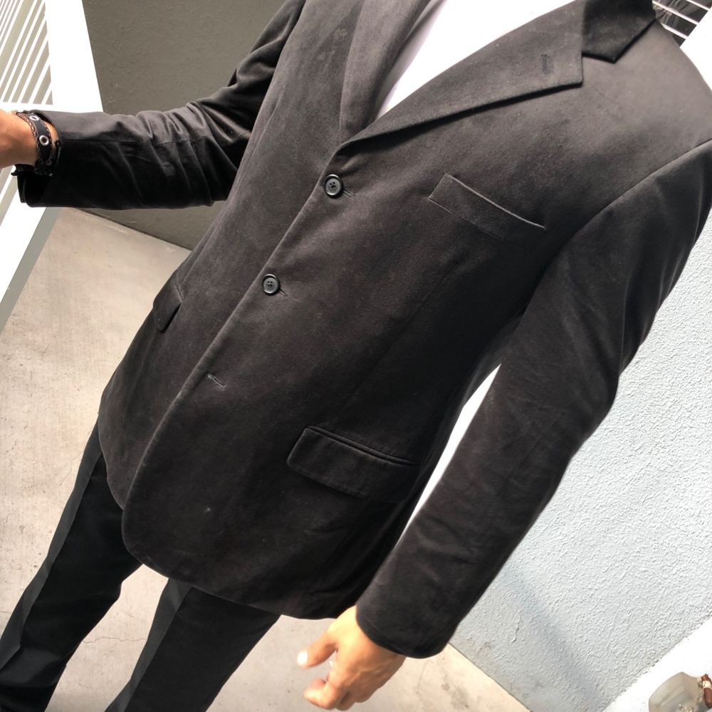 Alfani Black Grey Velvet Sportcoat Jacket Blazer
